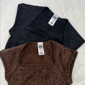 Gymshark Black and Brown Cropped Tops